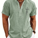Kristóf™ | Elegant short-sleeved shirt with stand-up collar