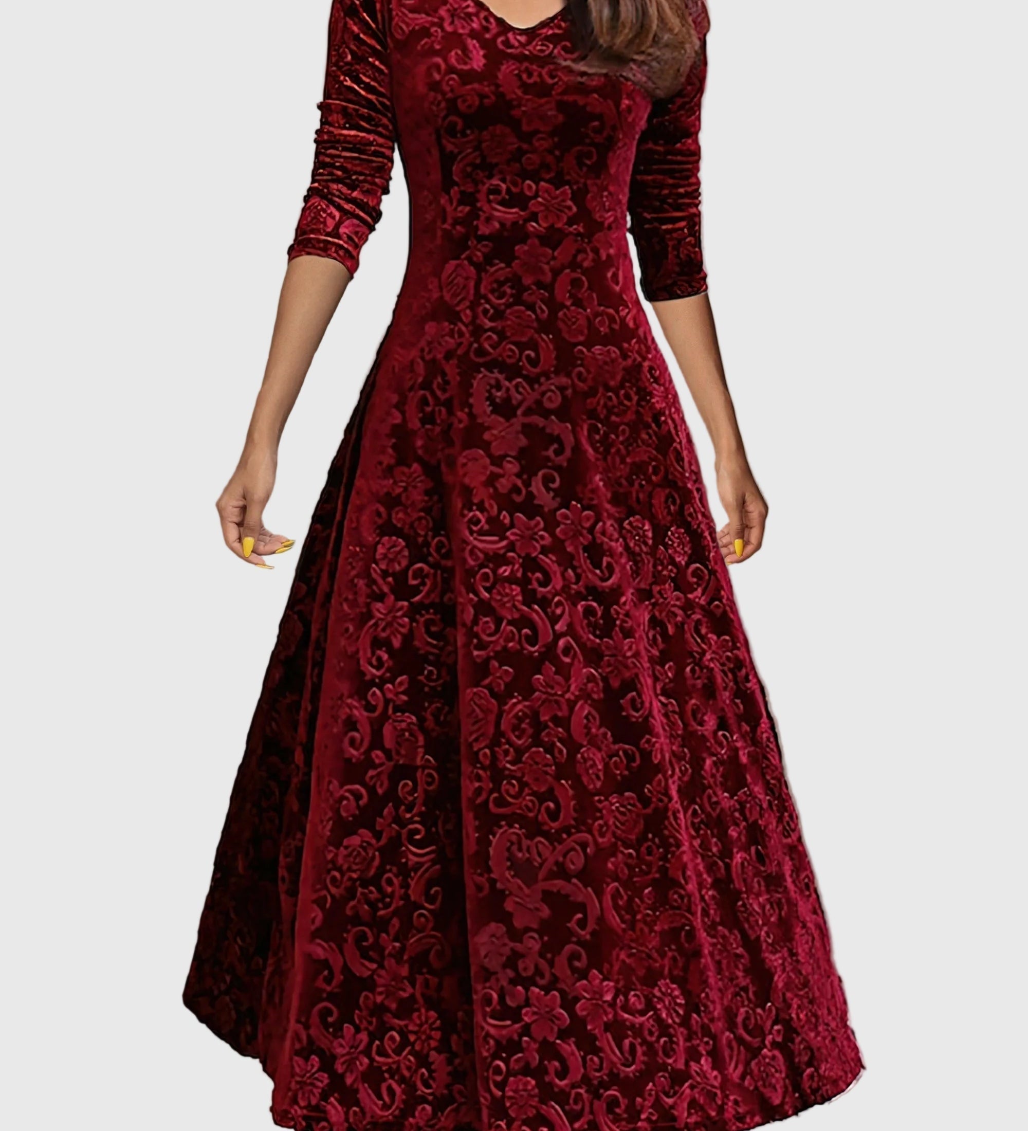 Nancy - Festive Velour Elegance Dress