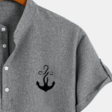 Kristóf™ | Elegant short-sleeved shirt with stand-up collar