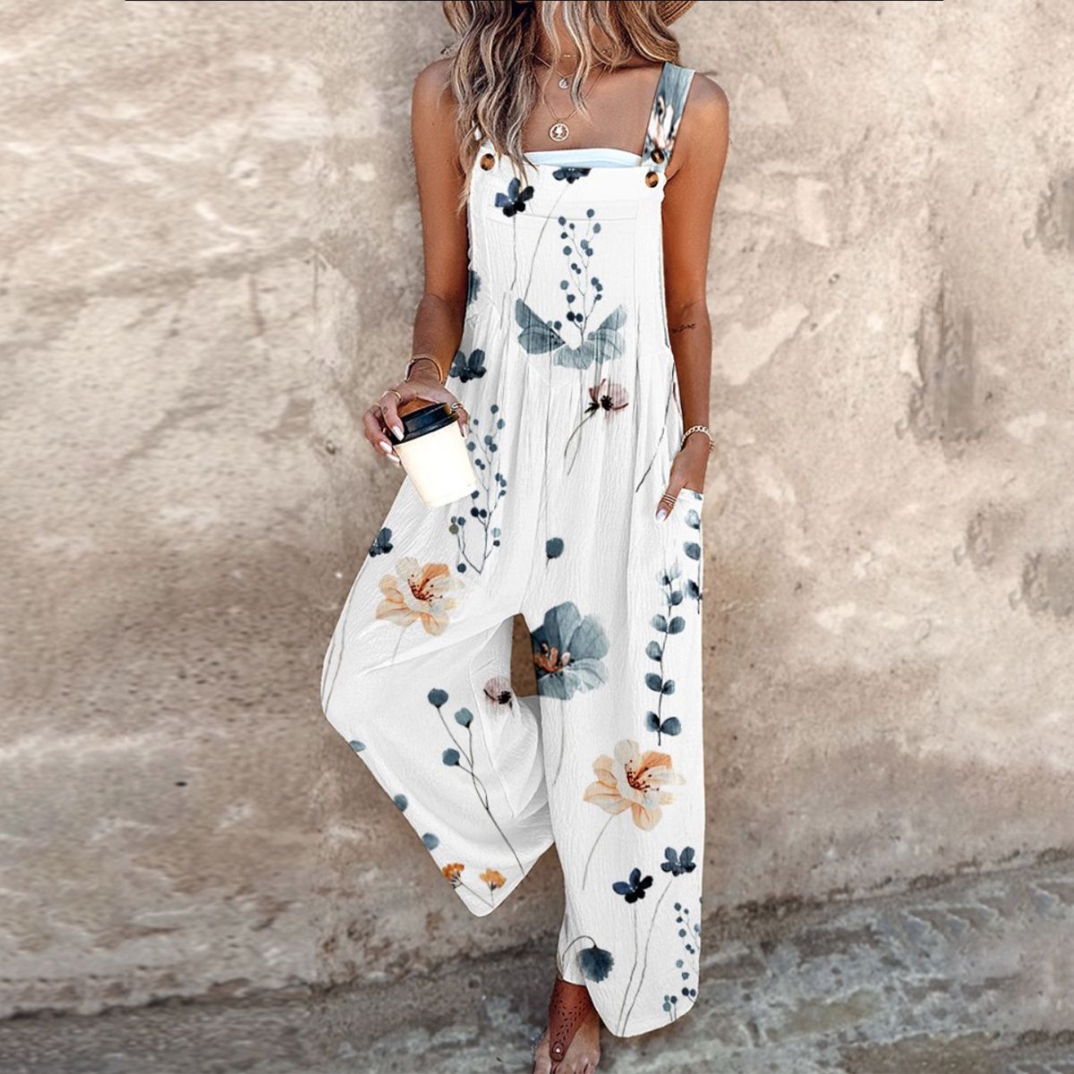 Printed work jumpsuit