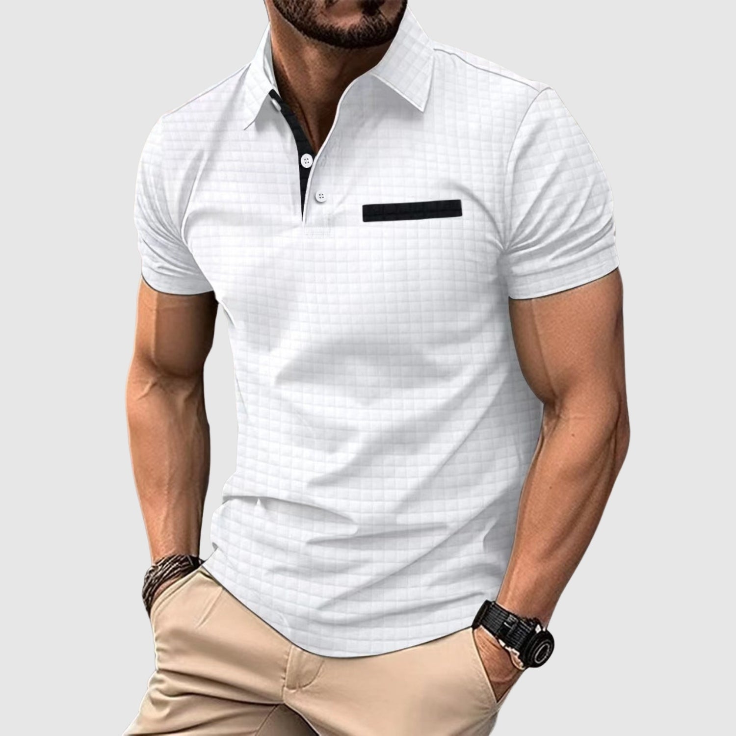 Hyacinth – Polo shirt with textured knit