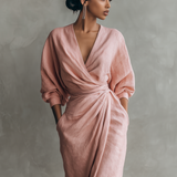 Pink V-neck Maxi Dress