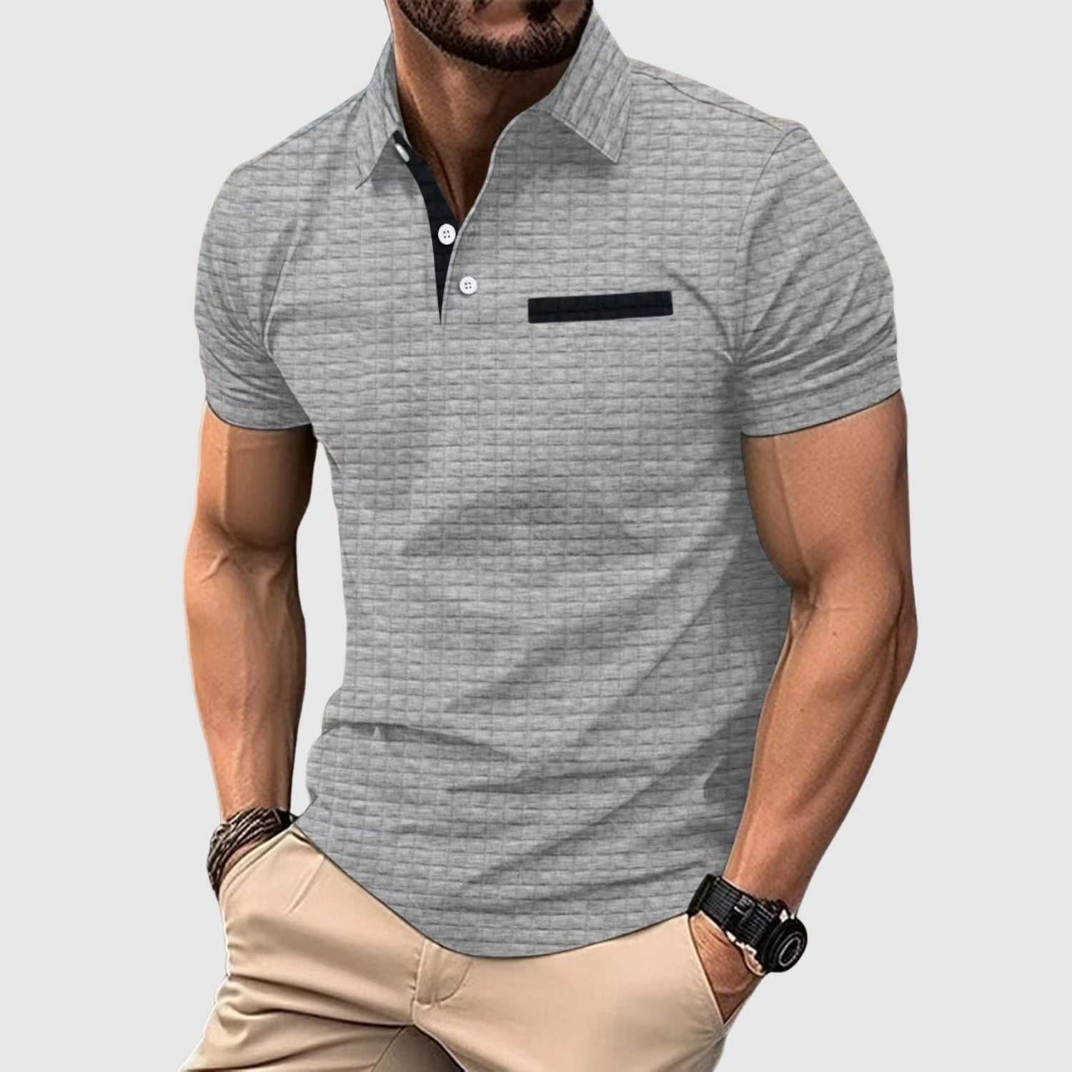 Hyacinth – Polo shirt with textured knit