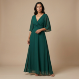 Lucía - Chiffon Dress With V-neckline