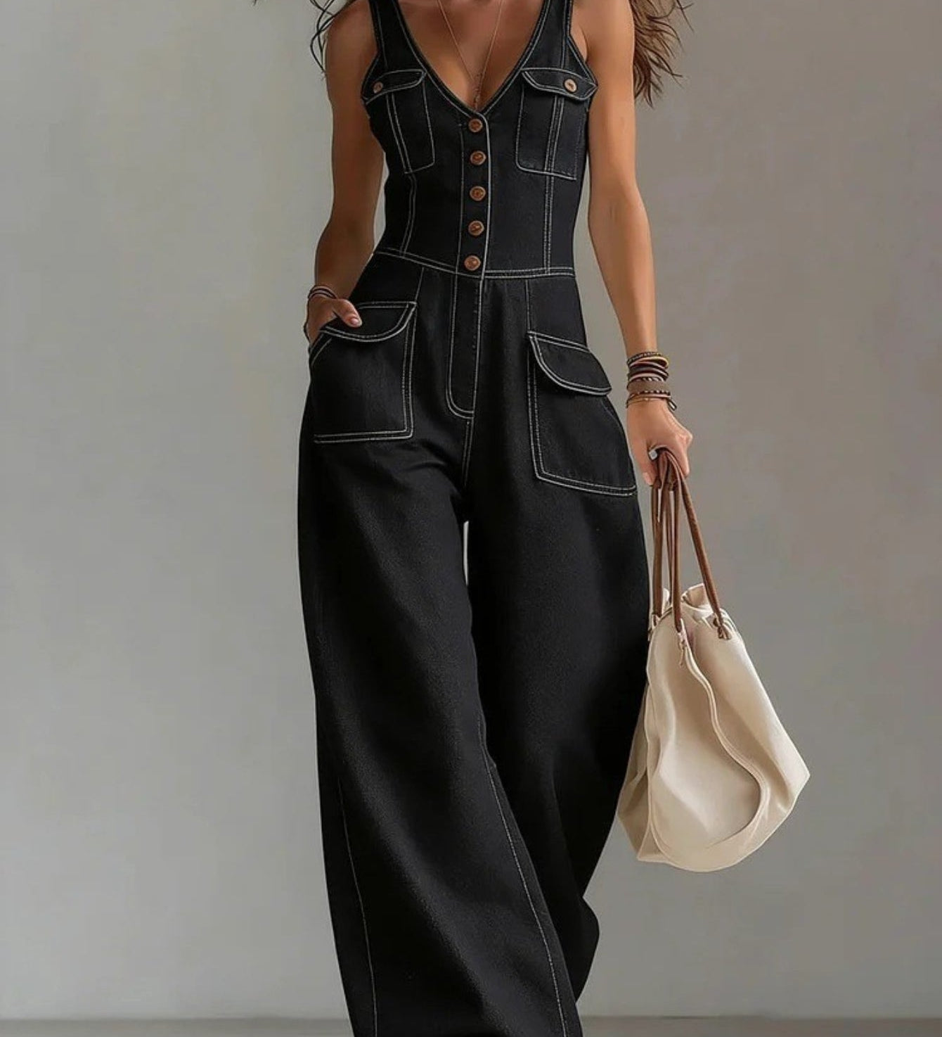 Claire | Women's V-neck Jumpsuit