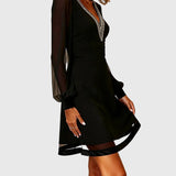 Slim-Fit Dress with V-Neck and Inserts
