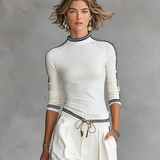 Sporty Set with Wide Leg Trousers and Tie