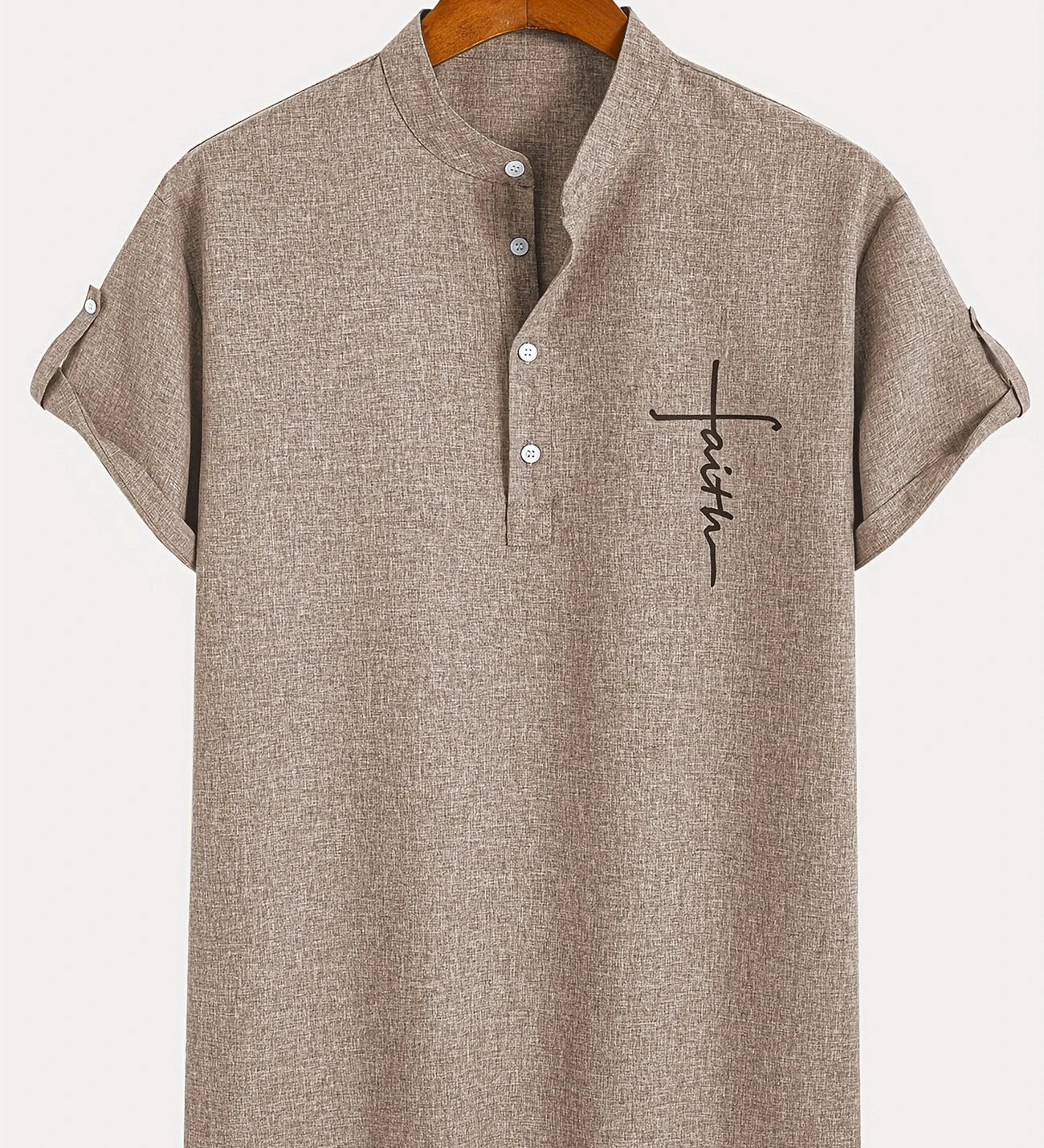 Kristóf™ | Elegant short-sleeved shirt with stand-up collar