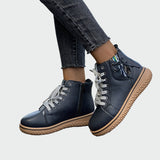 Orthopedic leather ankle boots