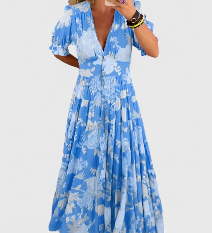 Minelda – Floral V-Neck Dress