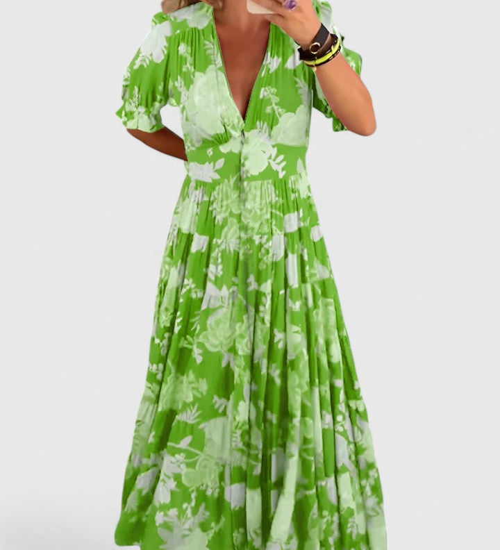 Minelda – Floral V-Neck Dress