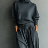 Knitted Set with Wide-Leg Trousers