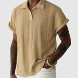 Tivadar – Fine knit polo shirt with textured design