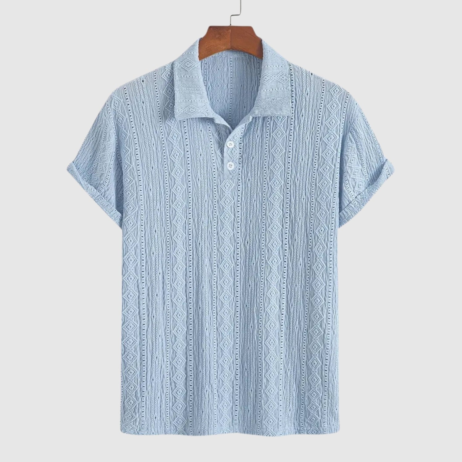 Tivadar – Fine knit polo shirt with textured design