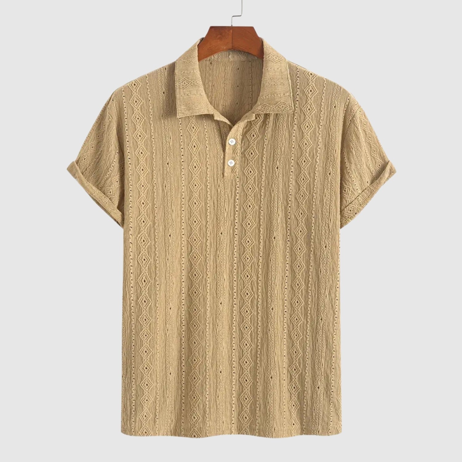 Tivadar – Fine knit polo shirt with textured design