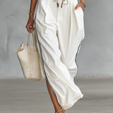 Sporty Set with Wide Leg Trousers and Tie