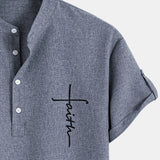 Kristóf™ | Elegant short-sleeved shirt with stand-up collar