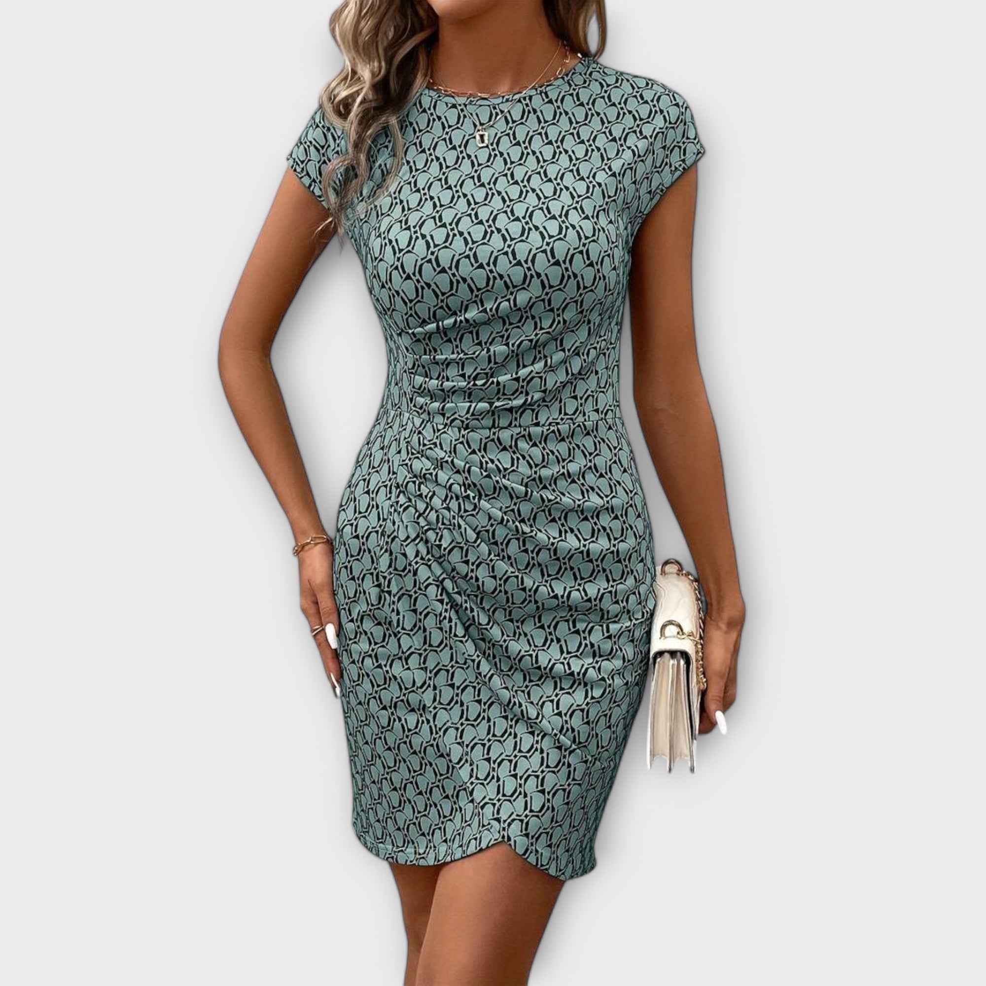 Emma - Short tulip dress with engineered print