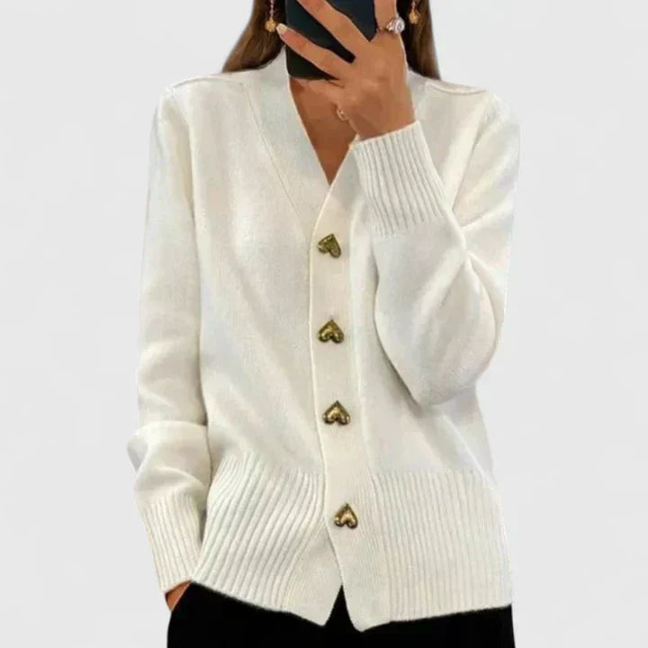Katrin - Knitted cardigan with heart-shaped buttons