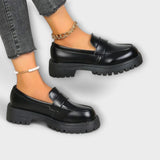 Women's loafers with orthopedic design and silk heels