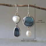 Retro Blue Stone Bead Earrings