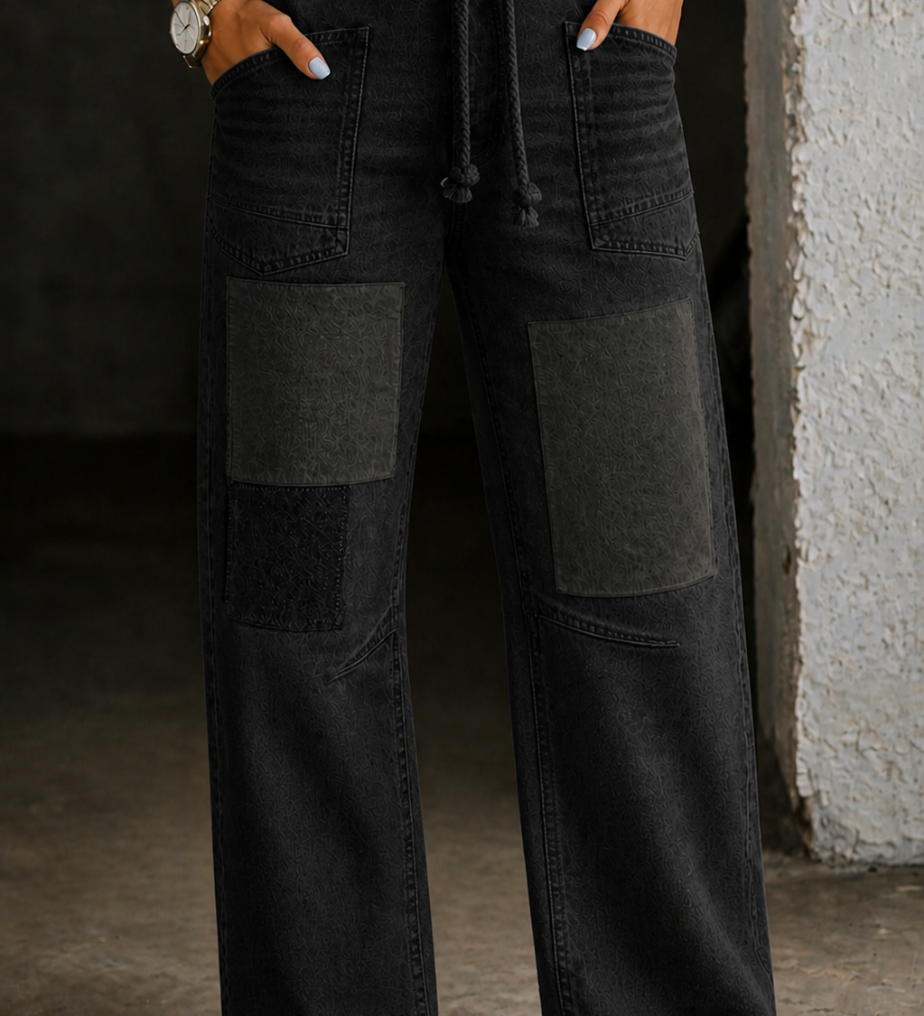 Margaret | Drawstring trousers with patchwork design