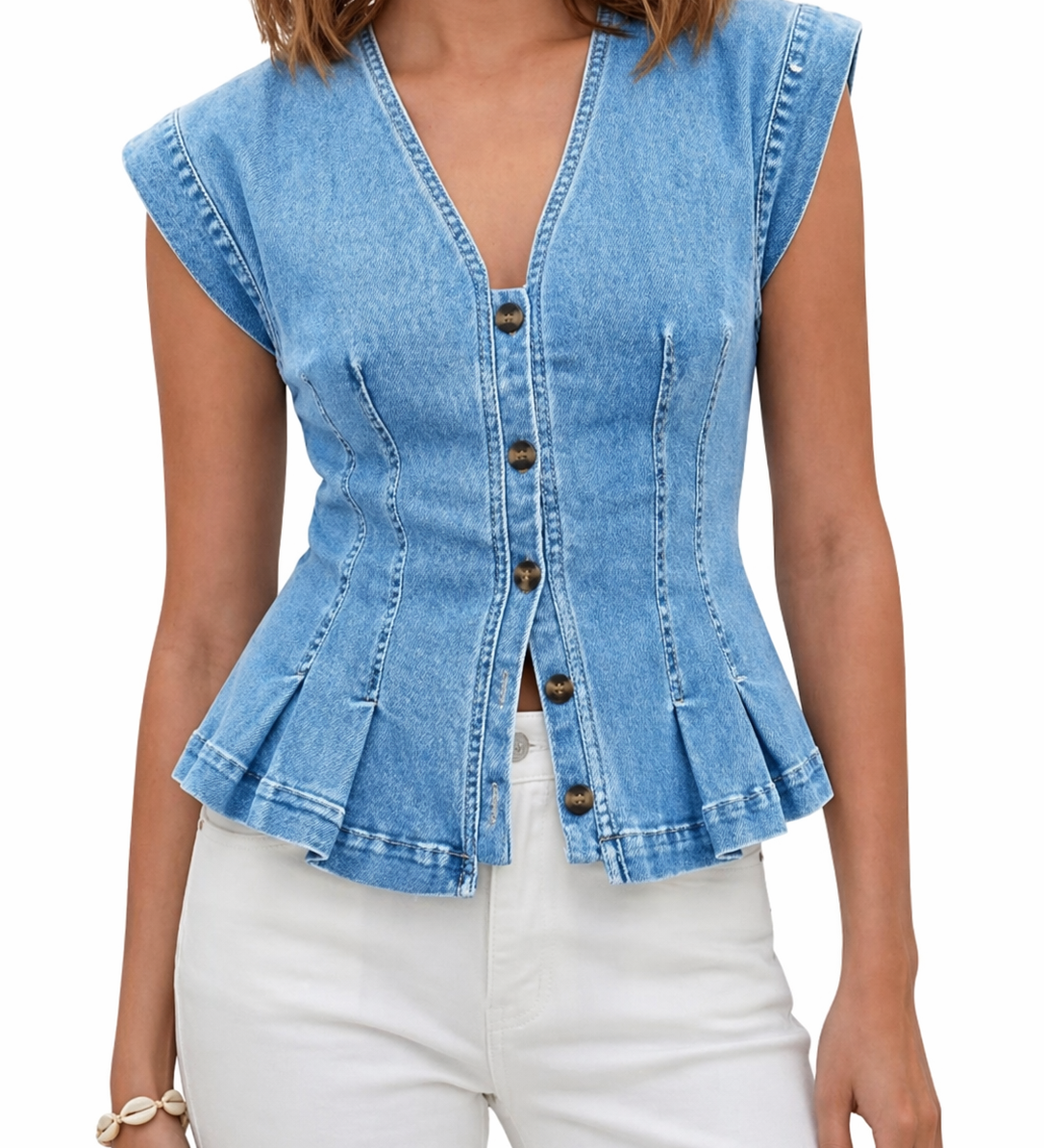 Viera | V-Neck Denim Top