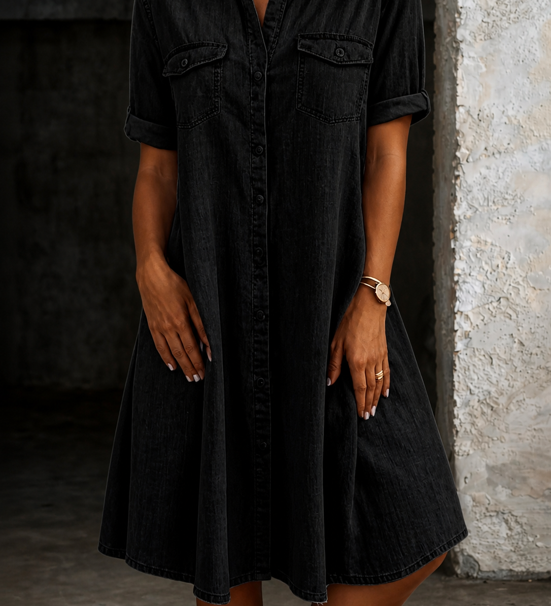 Patricia | Comfortable Midi Dress in Denim Style