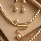 Natural Pearl Necklace and Earrings Set