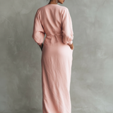 Pink V-neck Maxi Dress
