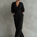 Pink V-neck Maxi Dress