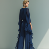 Rózsás Tengerészkék Chiffon Szett