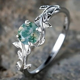 Antique Green Stone Silver Ring