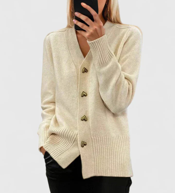 Katrin - Knitted cardigan with heart-shaped buttons