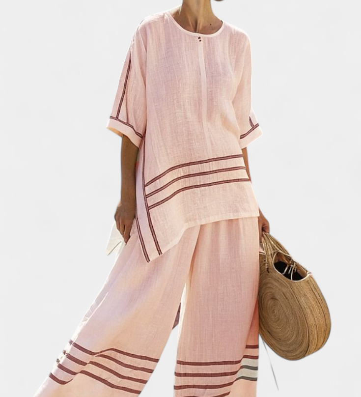 Wide striped, asymmetrical overall - modern and comfortable style