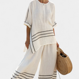Wide striped, asymmetrical overall - modern and comfortable style