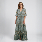 Élodie – Long V-neck floral dress