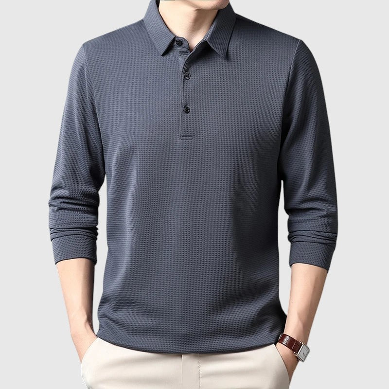 Lászlóffy - Elegant men's long-sleeved polo shirt