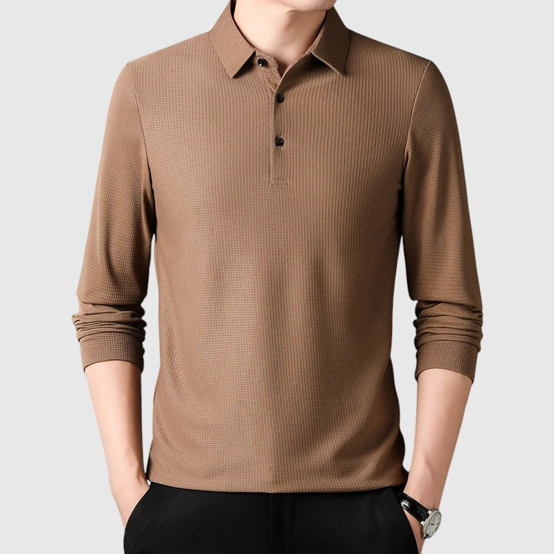 Lászlóffy - Elegant men's long-sleeved polo shirt