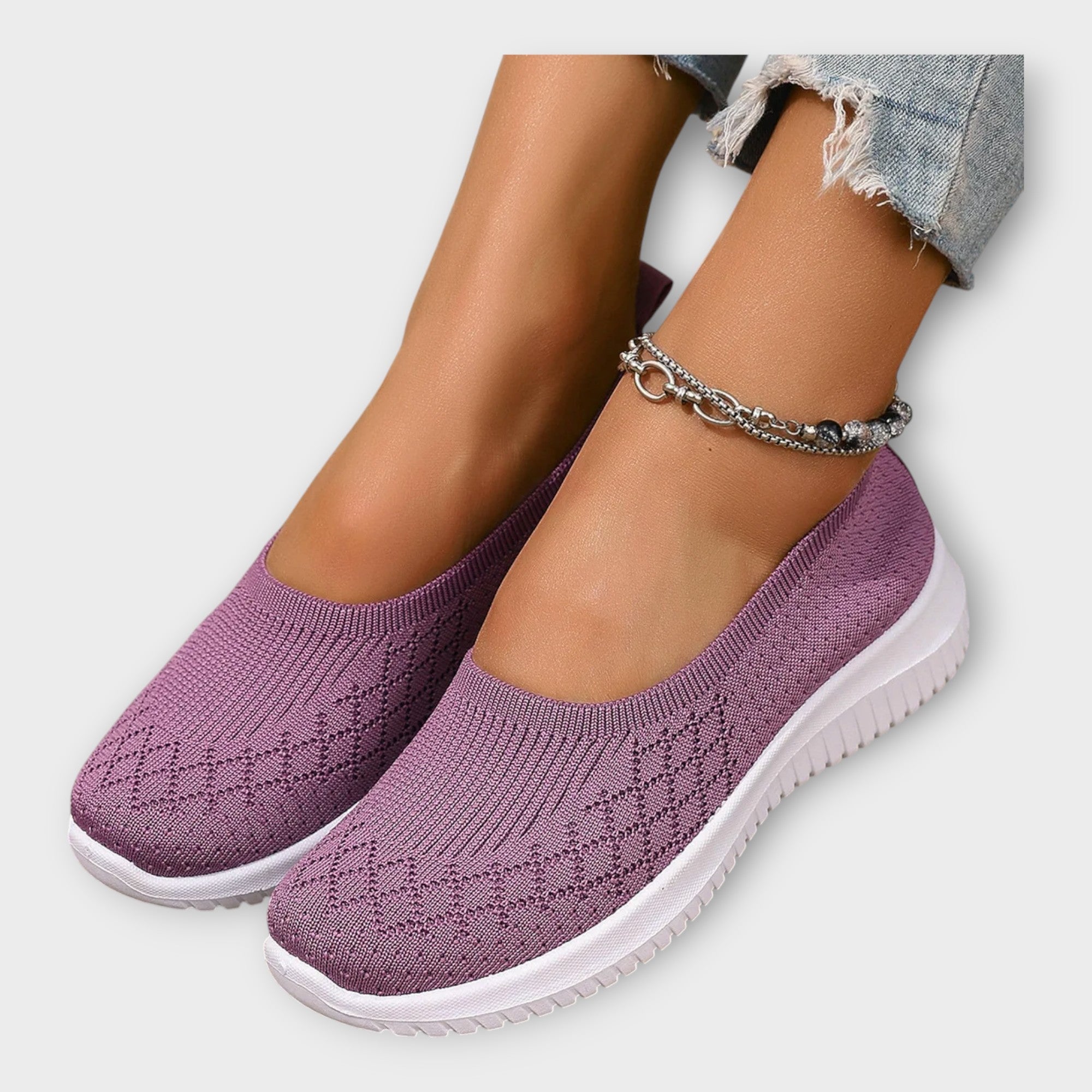 Mesh ballet flats with non-slip sole