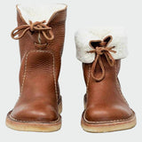 Waterproof leather shoes with wool lining