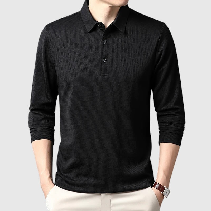 Lászlóffy - Elegant men's long-sleeved polo shirt
