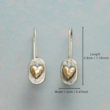 Retro Silver and Gold Heart Earrings