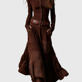 Isabelle - Suede maxi dress with belt