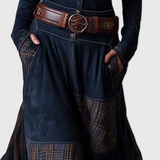 Azucena - Maxi dress with belt, made of eco-suede