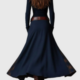 Isabelle - Suede maxi dress with belt