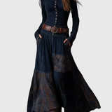 Isabelle - Suede maxi dress with belt