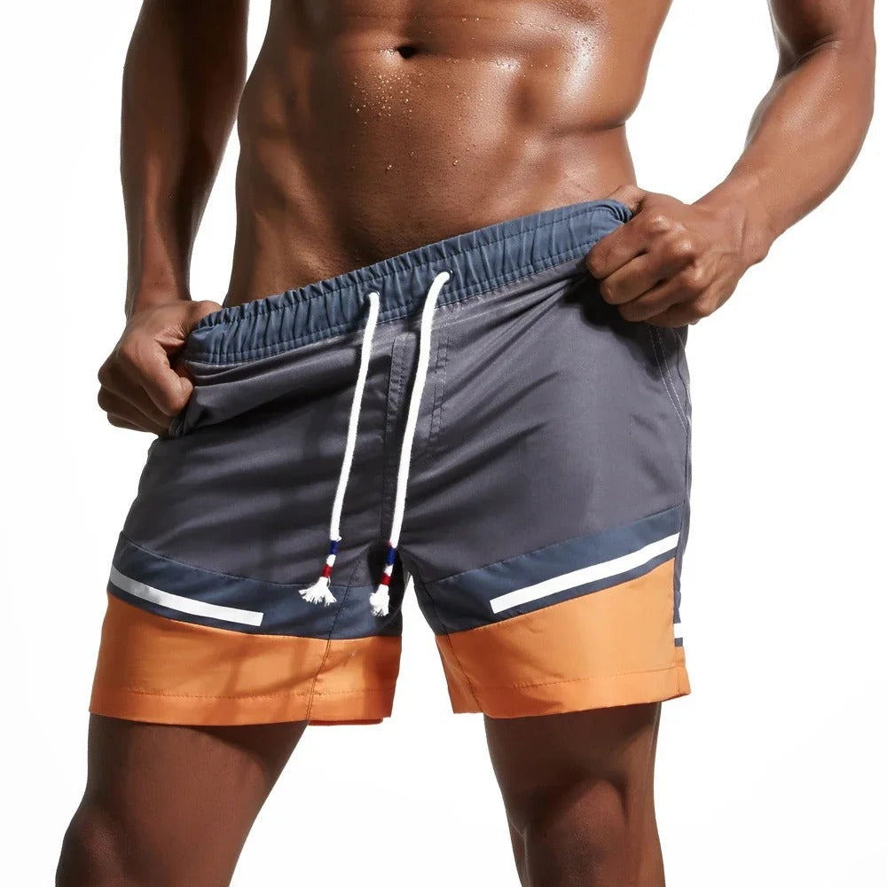 Heidi-Mode | Quick-Dry Swim Trunks for Men with Colorblock & Patchwork