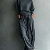 Knitted Set with Wide-Leg Trousers