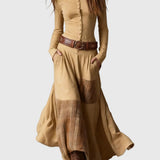 Azucena - Maxi dress with belt, made of eco-suede